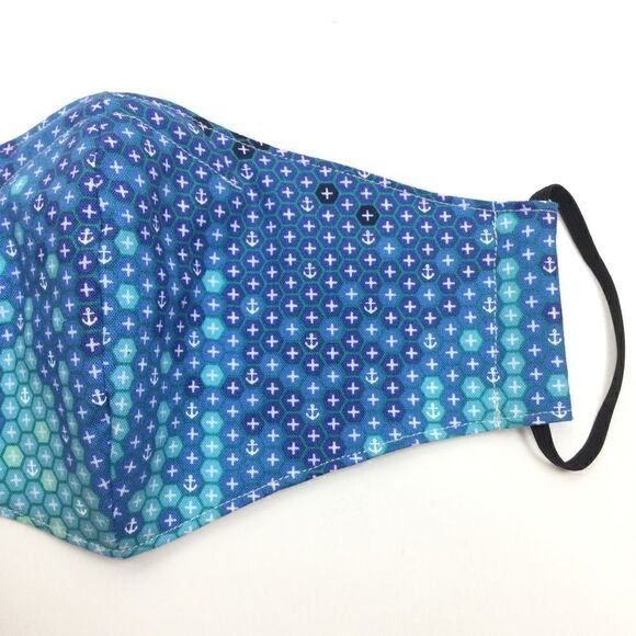 2/$15 - Blue Mask, Blue Hexagon Anchor Face Mask, Filti Filter - Picture 6 of 16